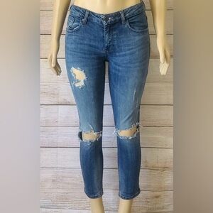Zara Basic Denim Z1975 Distressed Jeans Women Light Wash Denim Size 6